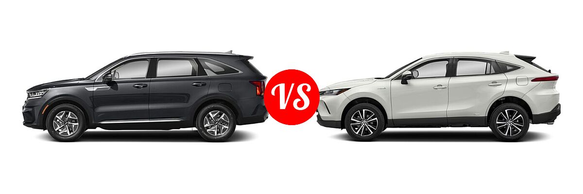 2022 Kia Sorento SUV Hybrid S vs. 2022 Toyota Venza SUV Hybrid LE - Side Comparison
