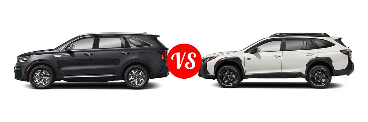 2022 Kia Sorento SUV Hybrid S vs. 2022 Subaru Outback SUV Wilderness - Side Comparison