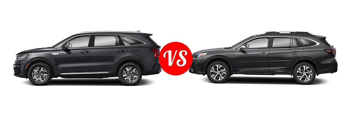 2022 Kia Sorento SUV Hybrid S vs. 2022 Subaru Outback SUV Touring - Side Comparison