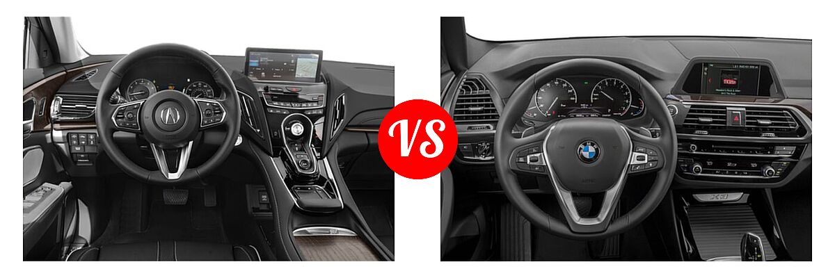 2022 Acura RDX SUV w/Advance Package vs. 2019 BMW X3 SUV sDrive30i / xDrive30i - Dashboard Comparison