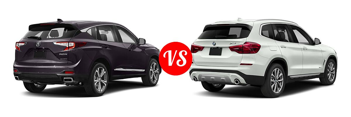 2022 Acura RDX SUV w/Advance Package vs. 2019 BMW X3 SUV sDrive30i / xDrive30i - Rear Right Comparison