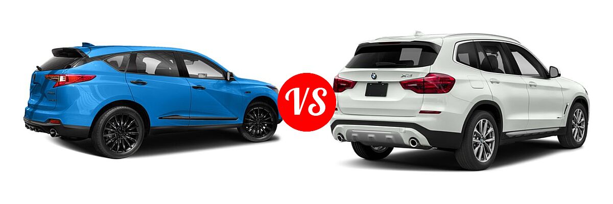 2022 Acura RDX SUV PMC Edition vs. 2019 BMW X3 SUV sDrive30i / xDrive30i - Rear Right Comparison