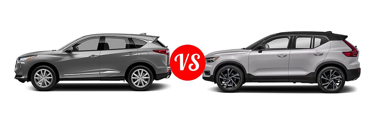 2022 Acura RDX SUV FWD / SH-AWD vs. 2019 Volvo XC40 SUV R-Design - Side Comparison