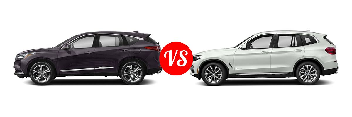 2022 Acura RDX SUV w/Advance Package vs. 2019 BMW X3 SUV sDrive30i / xDrive30i - Side Comparison