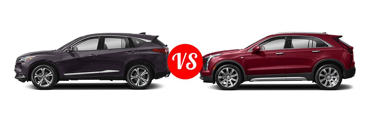 2022 Acura RDX SUV w/Advance Package vs. 2019 Cadillac XT4 SUV AWD Luxury / AWD Premium Luxury / AWD Sport / FWD Luxury / FWD Premium Luxury / FWD Sport - Side Comparison