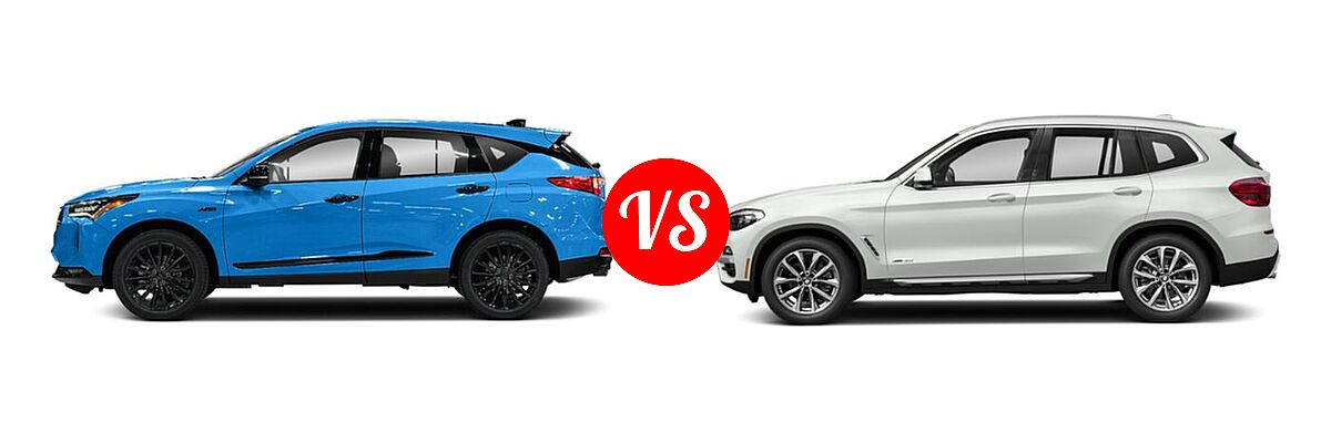 2022 Acura RDX SUV PMC Edition vs. 2019 BMW X3 SUV sDrive30i / xDrive30i - Side Comparison