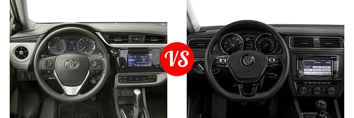 2017 Toyota Corolla Sedan L / LE / LE Eco / LE Eco w/Package 1 / XLE vs. 2017 Volkswagen Jetta Sedan 1.4T S / 1.4T SE / 1.8T SEL / 1.8T SEL Premium / 1.8T Sport - Dashboard Comparison