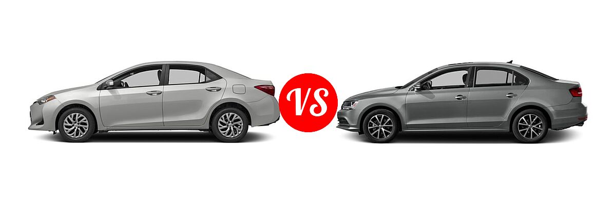 2017 Toyota Corolla Sedan L / LE / LE Eco / LE Eco w/Package 1 / XLE vs. 2017 Volkswagen Jetta Sedan 1.4T S / 1.4T SE / 1.8T SEL / 1.8T SEL Premium / 1.8T Sport - Side Comparison