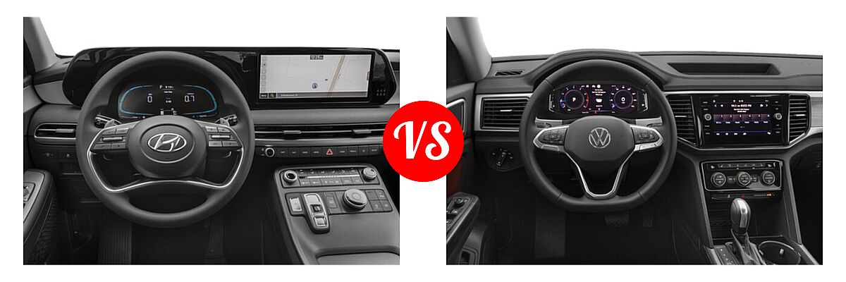 2023 Hyundai Palisade SUV Limited / SE / XRT vs. 2023 Volkswagen Atlas SUV 2.0T SE / 2.0T SE w/Technology / 3.6L V6 SE w/Technology - Dashboard Comparison