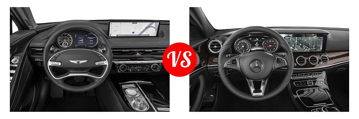 2023 Genesis G80 Sedan 2.5T vs. 2018 Mercedes-Benz E-Class Sedan E 300 - Dashboard Comparison