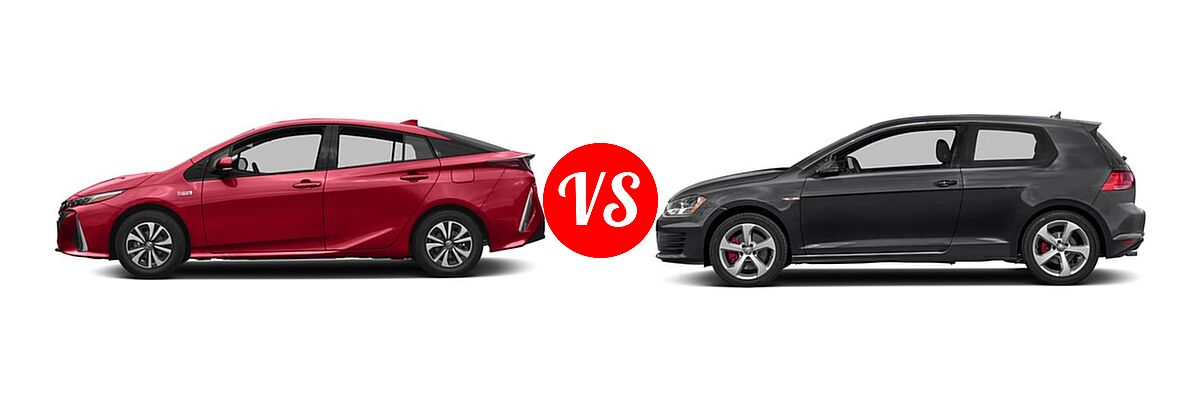 2017 Toyota Prius Prime Hatchback Advanced / Plus / Premium vs. 2017 Volkswagen Golf GTI Hatchback S - Side Comparison
