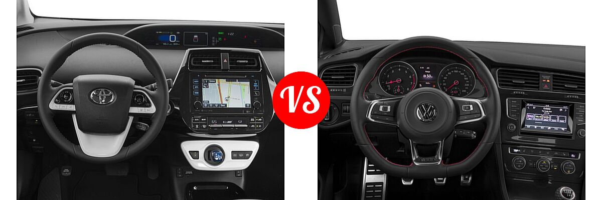 2017 Toyota Prius Prime Hatchback Advanced / Plus / Premium vs. 2017 Volkswagen Golf GTI Hatchback S - Dashboard Comparison