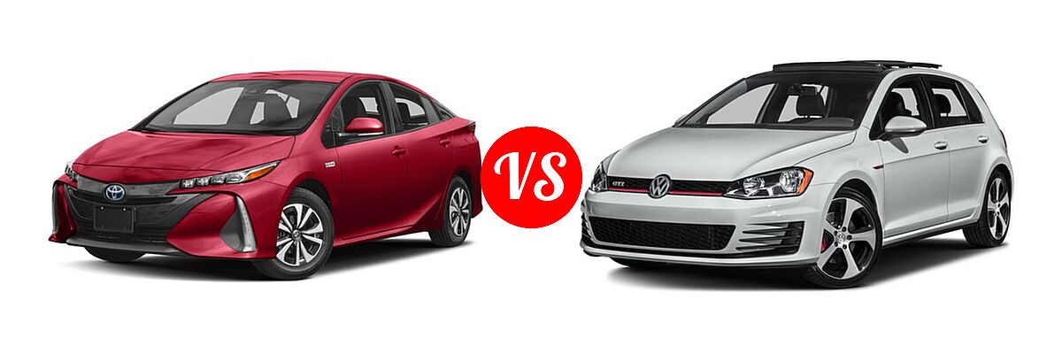 2017 Toyota Prius Prime Hatchback Advanced / Plus / Premium vs. 2017 Volkswagen Golf GTI Hatchback Autobahn / S / SE / Sport - Front Left Comparison