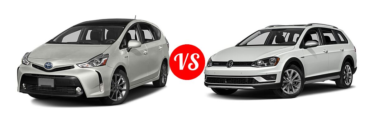 2017 Toyota Prius v Wagon Five vs. 2017 Volkswagen Golf Alltrack Wagon S / SE / SEL - Front Left Comparison