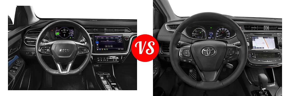 2022 Chevrolet Bolt EUV SUV Electric LT vs. 2018 Toyota Avalon Hybrid Sedan Hybrid Limited - Dashboard Comparison