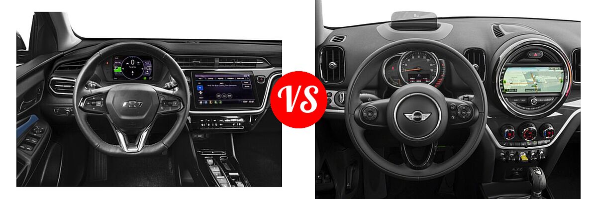 2022 Chevrolet Bolt EUV SUV Electric LT vs. 2018 MINI Countryman Wagon Hybrid Cooper S E - Dashboard Comparison