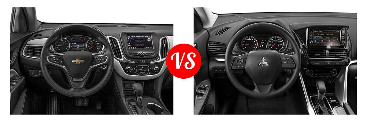2022 Chevrolet Equinox SUV LS / LT / Premier / RS vs. 2022 Mitsubishi Eclipse Cross SUV ES / LE / SE / SEL - Dashboard Comparison