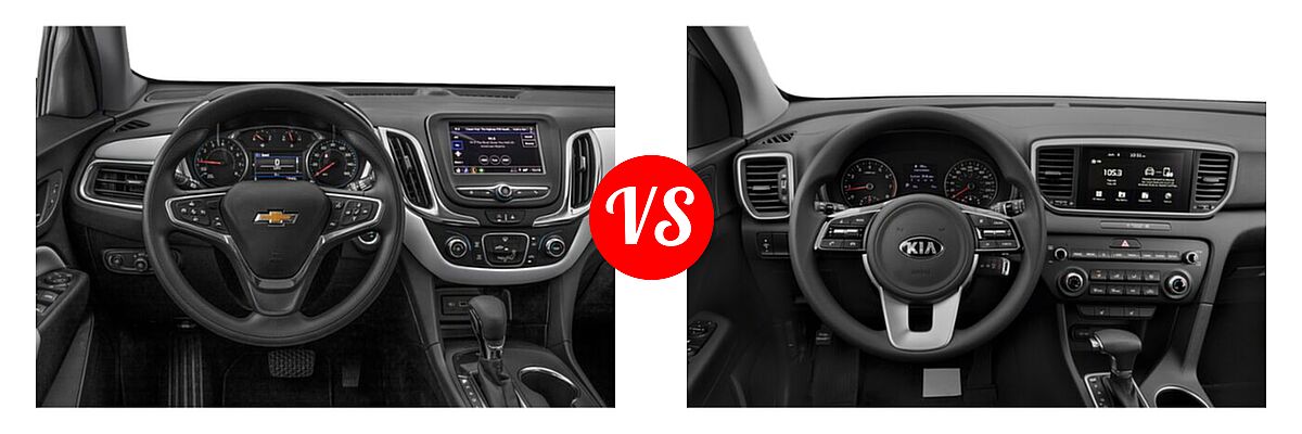2022 Chevrolet Equinox SUV LS / LT / Premier / RS vs. 2022 Kia Sportage SUV EX / SX Turbo - Dashboard Comparison