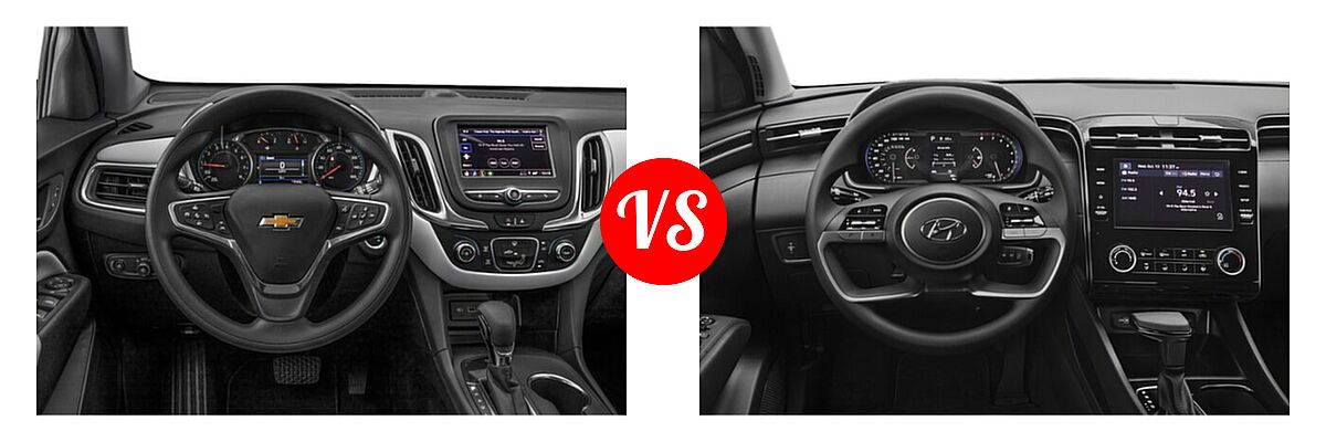 2022 Chevrolet Equinox SUV LS / LT / Premier / RS vs. 2022 Hyundai Tucson SUV N Line / SE / XRT - Dashboard Comparison