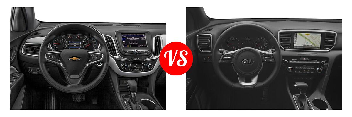 2022 Chevrolet Equinox SUV LS / LT / Premier / RS vs. 2022 Kia Sportage SUV SX Turbo - Dashboard Comparison