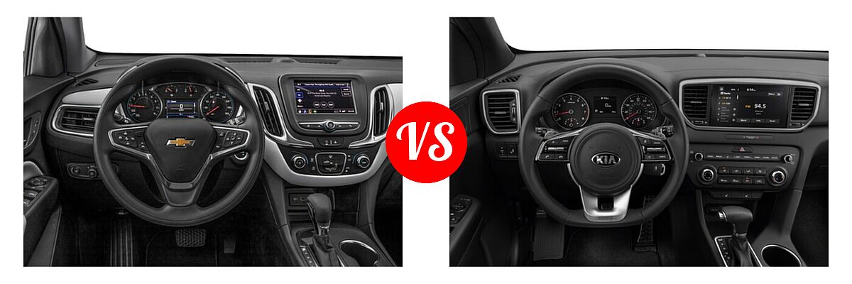 2022 Chevrolet Equinox SUV LS / LT / Premier / RS vs. 2022 Kia Sportage SUV Nightfall - Dashboard Comparison