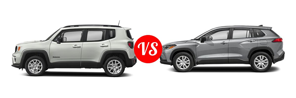 2022 Jeep Renegade SUV Latitude / Sport vs. 2022 Toyota Corolla Cross SUV L / XLE - Side Comparison