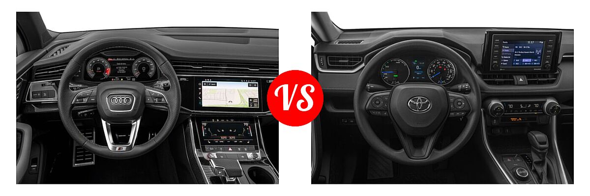 2023 Audi SQ7 SUV Premium Plus / Prestige vs. 2019 Toyota RAV4 Hybrid SUV Hybrid  - Dashboard Comparison