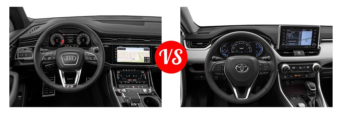 2023 Audi SQ7 SUV Premium Plus / Prestige vs. 2019 Toyota RAV4 Hybrid SUV Hybrid  - Dashboard Comparison
