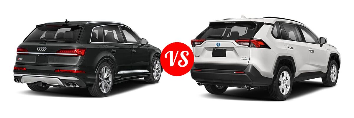 2023 Audi SQ7 SUV Premium Plus / Prestige vs. 2019 Toyota RAV4 Hybrid SUV Hybrid  - Rear Right Comparison