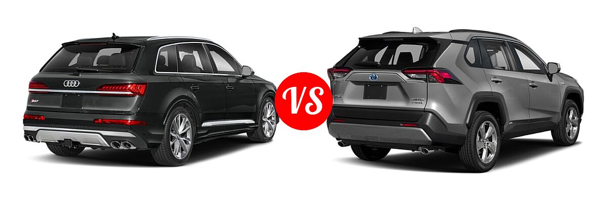 2023 Audi SQ7 SUV Premium Plus / Prestige vs. 2019 Toyota RAV4 Hybrid SUV Hybrid  - Rear Right Comparison