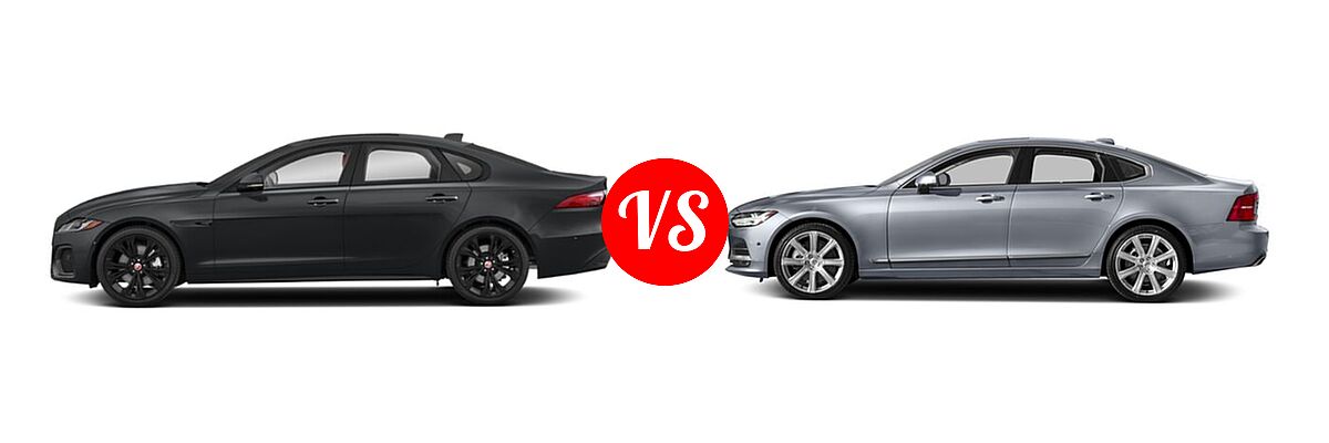 2023 Jaguar XF Sedan R-Dynamic SE / S / SE vs. 2018 Volvo S90 Sedan Inscription / Momentum - Side Comparison