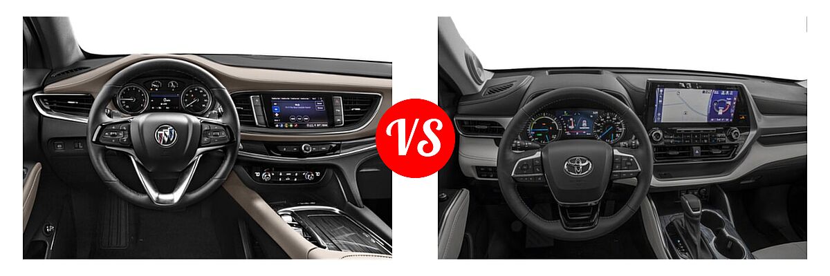 2022 Buick Enclave SUV Avenir / Essence / Premium vs. 2022 Toyota Highlander Hybrid SUV Hybrid Platinum - Dashboard Comparison
