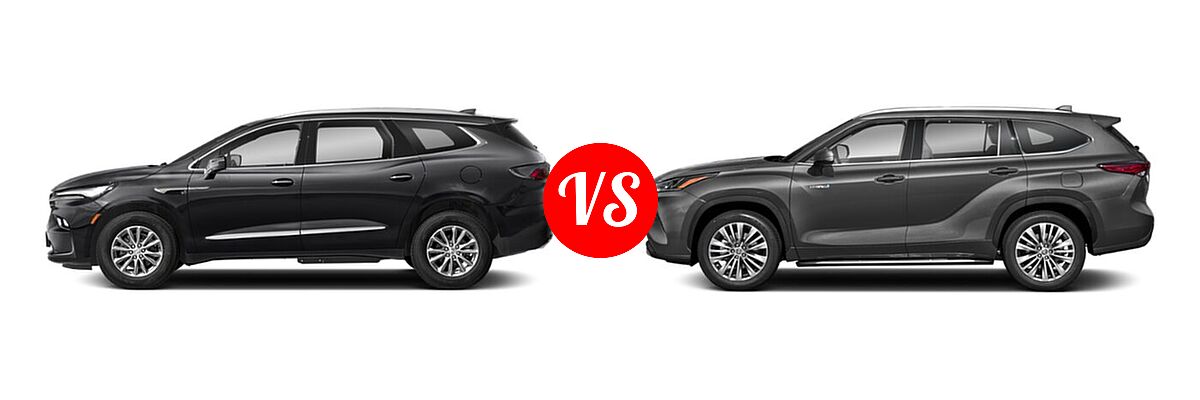 2022 Buick Enclave SUV Avenir / Essence / Premium vs. 2022 Toyota Highlander Hybrid SUV Hybrid Platinum - Side Comparison