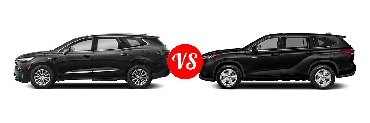 2022 Buick Enclave SUV Avenir / Essence / Premium vs. 2022 Toyota Highlander Hybrid SUV Hybrid XLE Bronze - Side Comparison