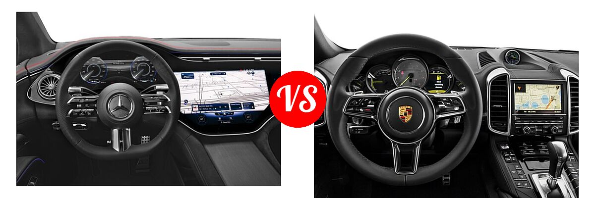 2022 Mercedes-Benz EQS Sedan Electric EQS 580 vs. 2018 Porsche Cayenne SUV Hybrid S E-Hybrid / S Platinum Edition E-Hybrid - Dashboard Comparison
