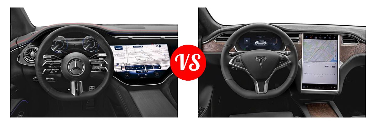 2022 Mercedes-Benz EQS Sedan Electric EQS 580 vs. 2018 Tesla Model S Sedan 100D / 75D / P100D - Dashboard Comparison