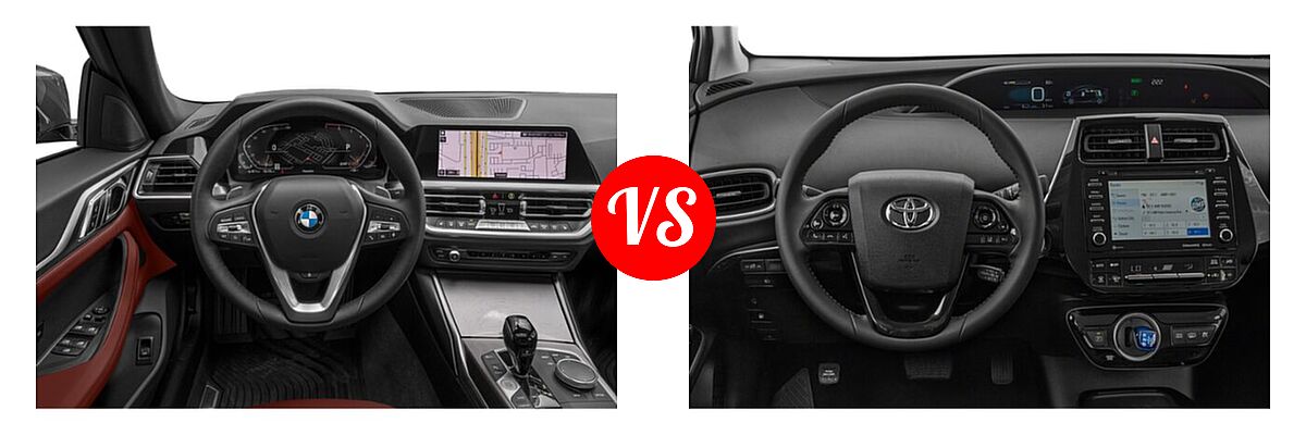 2022 BMW 4 Series Gran Coupe Hatchback 430i vs. 2022 Toyota Prius Prime Hatchback PHEV LE / XLE - Dashboard Comparison