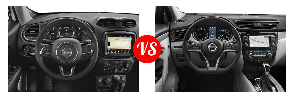 2022 Jeep Renegade SUV Latitude / Sport vs. 2022 Nissan Rogue Sport SUV SL - Dashboard Comparison
