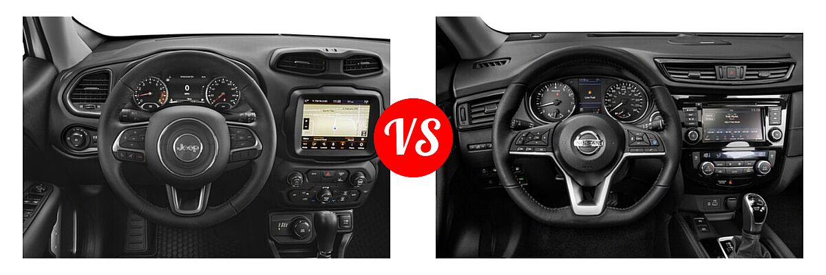 2022 Jeep Renegade SUV Latitude / Sport vs. 2022 Nissan Rogue Sport SUV S - Dashboard Comparison