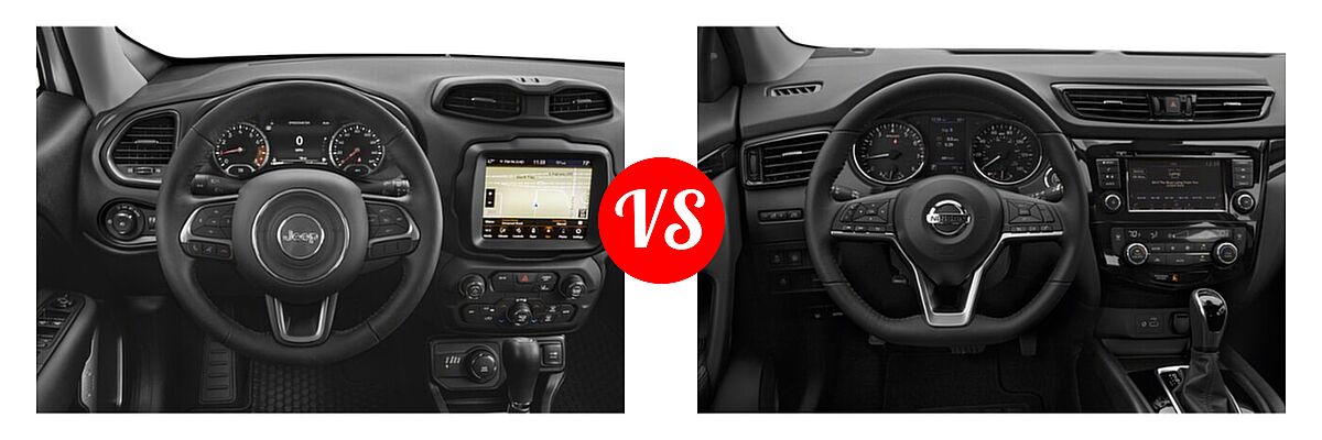 2022 Jeep Renegade SUV Latitude / Sport vs. 2022 Nissan Rogue Sport SUV SV - Dashboard Comparison