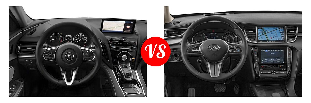 2023 Acura RDX SUV w/Technology Package vs. 2019 Infiniti QX50 SUV ESSENTIAL / LUXE / PURE - Dashboard Comparison