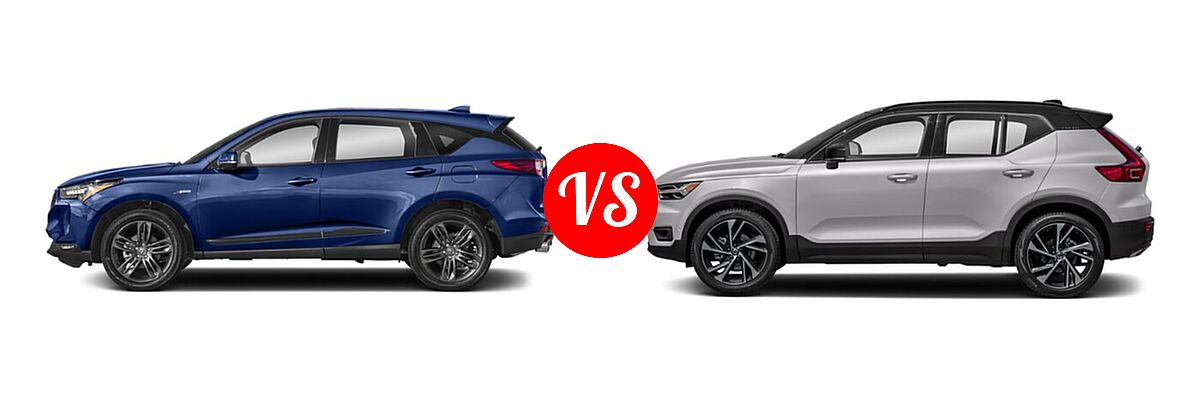 2023 Acura RDX SUV w/A-Spec Package vs. 2019 Volvo XC40 SUV R-Design - Side Comparison