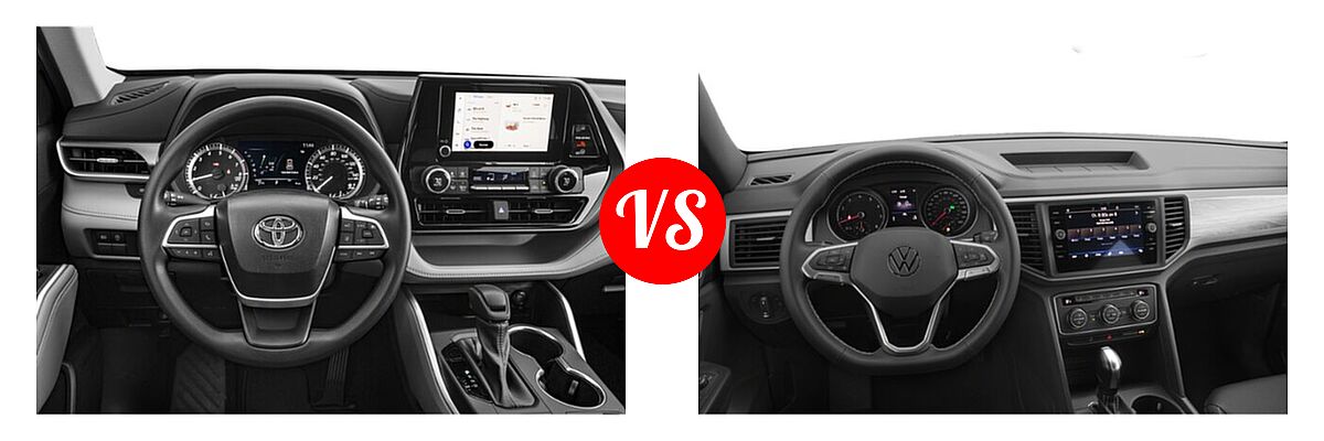 2023 Toyota Highlander SUV L / LE vs. 2023 Volkswagen Atlas Cross Sport SUV 2.0T SE / 2.0T SE w/Technology / 3.6L V6 SE w/Technology - Dashboard Comparison