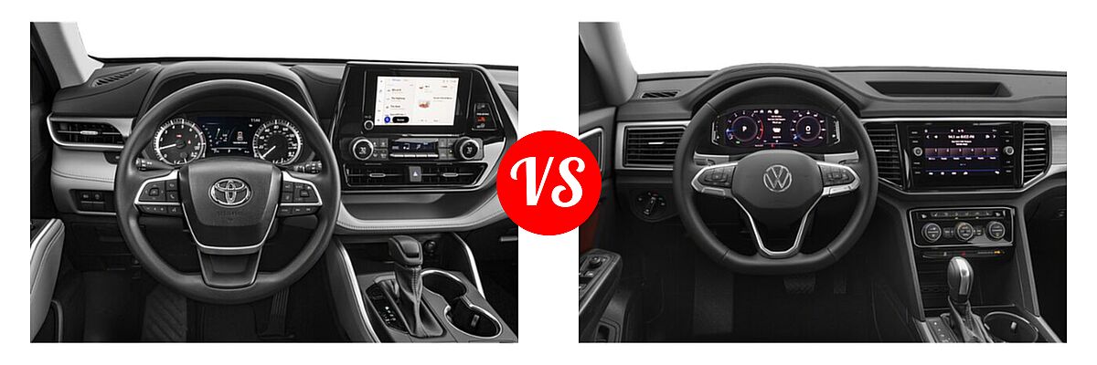2023 Toyota Highlander SUV L / LE vs. 2023 Volkswagen Atlas SUV 2.0T SE / 2.0T SE w/Technology / 3.6L V6 SE w/Technology - Dashboard Comparison