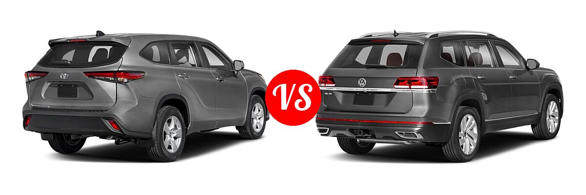 2023 Toyota Highlander SUV L / LE vs. 2023 Volkswagen Atlas SUV 2.0T SE / 2.0T SE w/Technology / 3.6L V6 SE w/Technology - Rear Right Comparison