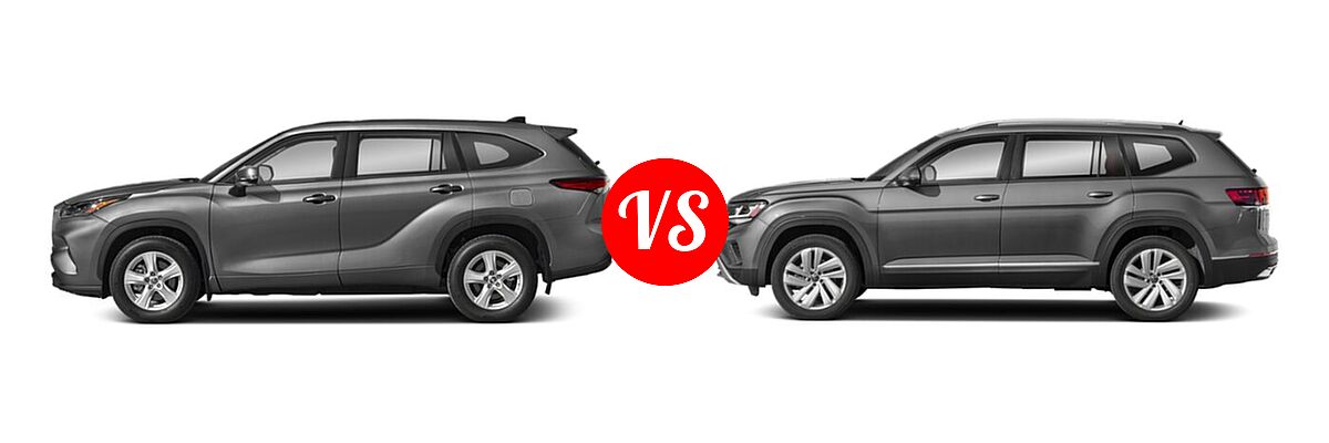 2023 Toyota Highlander SUV L / LE vs. 2023 Volkswagen Atlas SUV 2.0T SE / 2.0T SE w/Technology / 3.6L V6 SE w/Technology - Side Comparison