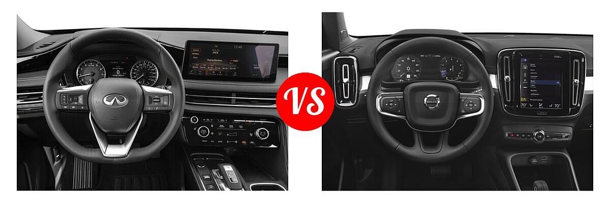 2022 Infiniti QX60 SUV PURE vs. 2019 Volvo XC40 SUV Momentum / R-Design - Dashboard Comparison