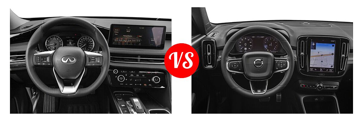 2022 Infiniti QX60 SUV PURE vs. 2019 Volvo XC40 SUV R-Design - Dashboard Comparison