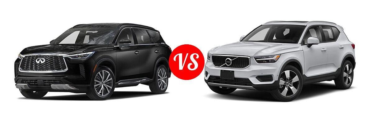 2022 Infiniti QX60 SUV AUTOGRAPH / LUXE / SENSORY vs. 2019 Volvo XC40 SUV Momentum / R-Design - Front Left Comparison