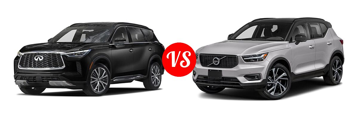 2022 Infiniti QX60 SUV AUTOGRAPH / LUXE / SENSORY vs. 2019 Volvo XC40 SUV R-Design - Front Left Comparison